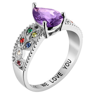 Mother's Pear Family Birthstone Ring