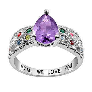 Mother's Pear Family Birthstone Ring