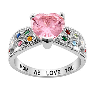 Mother's Heart Family Birthstone Ring