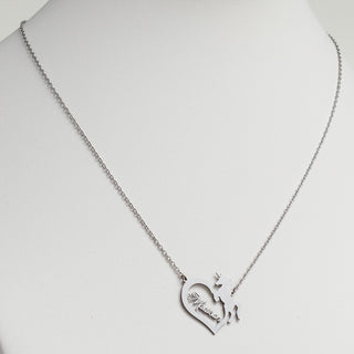 Stainless Steel Open Heart with Name and Unicorn Necklace