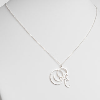 Sterling Silver Initial With Engraved Name Necklace