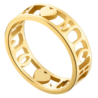 14K Gold over Sterling Double Name with Hearts Band Ring