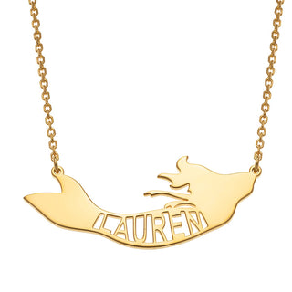 14K Gold over Sterling Uppercase Name Mermaid Necklace
