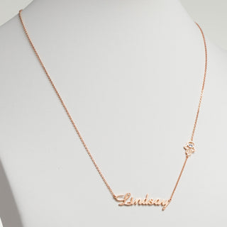 14K Rose Gold Plated Script Name with Hamsa Hand Station Necklace