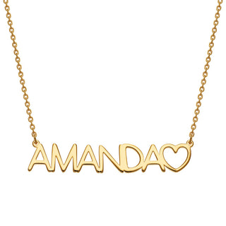 14K Gold over Sterling Uppercase Name Necklace With Heart