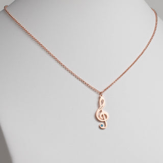 14K Rose Gold Plated Treble Clef Name and Birthstone Necklace