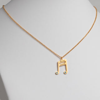 14K Gold Plated Sixteenth Note Couple Name and Birthstone Necklace
