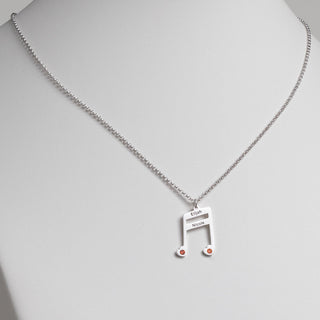 Silver Plated Sixteenth Note Couple Name and Heart Birthstone Necklace
