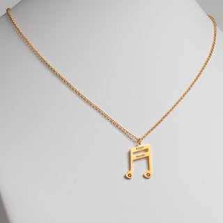14K Gold Plated Sixteenth Note Couple Name and Heart Birthstone Necklace