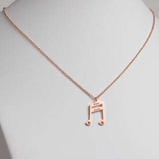 14K Rose Gold Plated Sixteenth Note Couple Name and Heart Birthstone Necklace