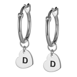 Silver Plated Heart Initials Huggie Earrings