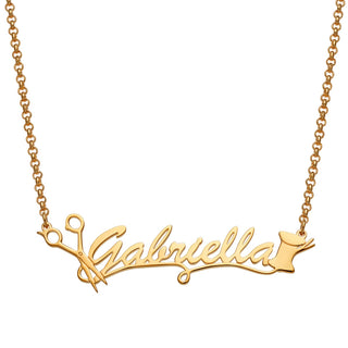 14K Gold Plated Seamstress Name Necklace