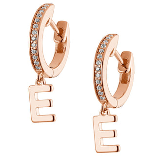 14K Rose Gold Plated Initial Huggie Earrings
