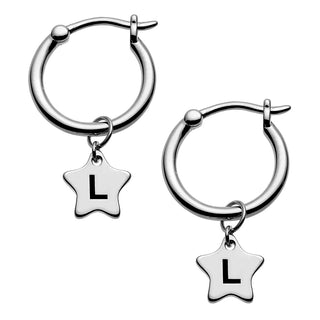 Silver Plated Star Initials Huggie Earrings