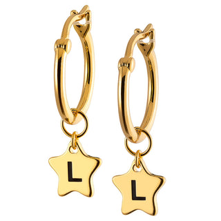 14K Gold Plated Star Initials Huggie Earrings