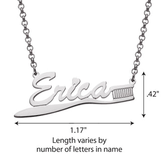 Silver Plated Toothbrush Name Necklace