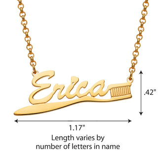 14K Gold Plated Toothbrush Name Necklace