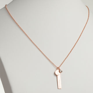 14K Rose Gold Plated Name Necklace with Soccer Ball Charm and Birthstone Dangle