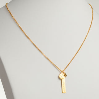 14K Gold Plated Name Necklace with Baseball Charm and Birthstone Dangle