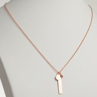 14K Rose Gold Plated Name Necklace with Volleyball Charm and Birthstone Dangle