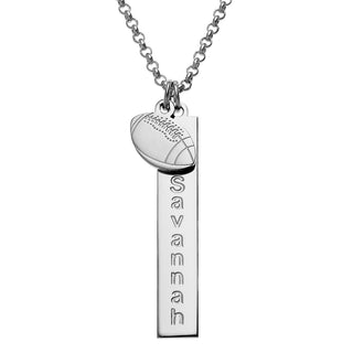 Silver Plated Name Necklace with Football Charm Dangle
