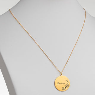 14K Gold Plated Engraved Name and Birth Flower Necklace