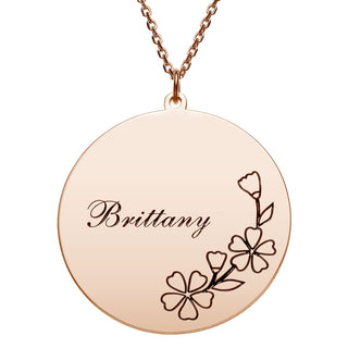 Rose Goldtone Engraved Name and Birth Flower Necklace – Limoges