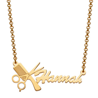 14K Gold Plated Cosmetology Cutout Name Necklace