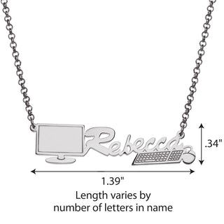 Silver Plated Computer Cutout Name Necklace