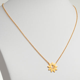 14K Gold Plated Sunflower Monogram Necklace