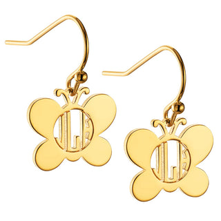 14K Gold Plated Butterfly Monogram Dangle Earring
