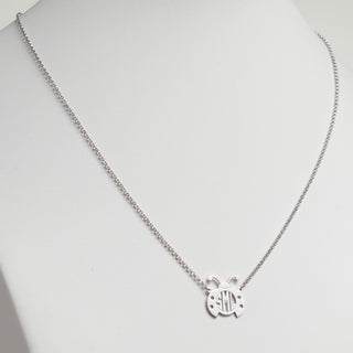 Silver Plated Ladybug Monogram Necklace
