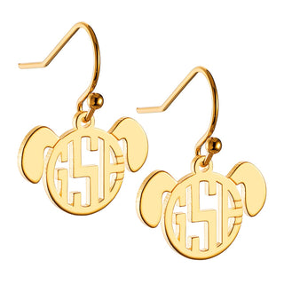 14K Gold Plated Dog Monogram Dangle Earring