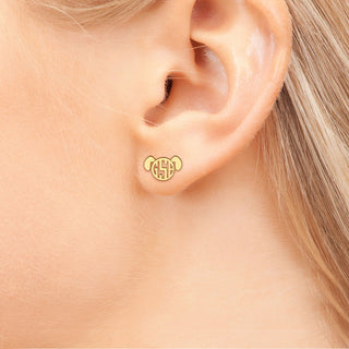 14K Gold Plated Dog Monogram Button Earring