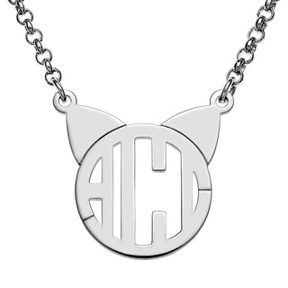 Silver Plated Cat Monogram Necklace