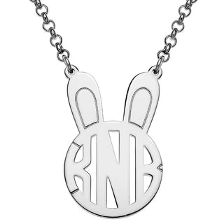 Silver Plated Bunny Monogram Necklace