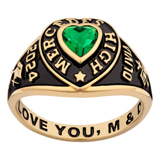 Ladies' Yellow Celebrium Traditional Heart Birthstone Class Ring