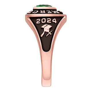 Ladies' Rose Yellow Celebrium Traditional Heart Birthstone Class Ring