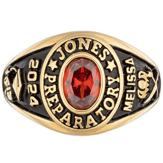 Ladies' Yellow Celebrium Traditional Oval Birthstone Class Ring