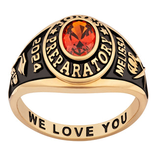 Ladies' Yellow Celebrium Traditional Oval Birthstone Class Ring