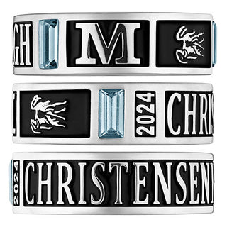 Ladies' Silver Plated Decorated Band Class Ring