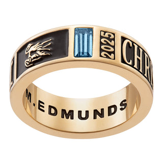 Ladies' 14K Gold Plated Decorated Band Class Ring