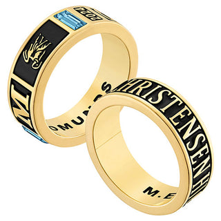 Ladies' 14K Gold Plated Decorated Band Class Ring