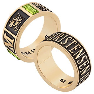 Men's 14K Gold Plated Decorated Band Class Ring