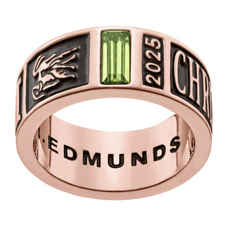 Men's 14K Rose Gold Plated Decorated Band Class Ring