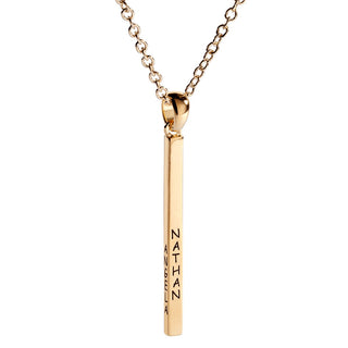 14K Gold Plated 4 Sided Bar with Diamond Accent
