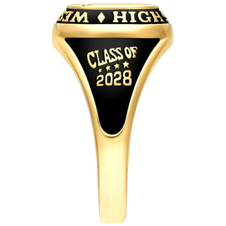 Ladies' 14K Gold Plated Traditional Cushion Birthstone Class Ring