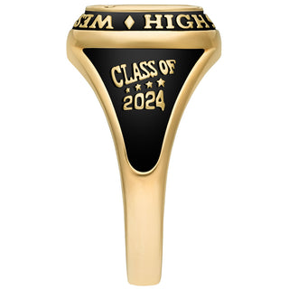 Ladies' 14K Gold Plated Traditional Cushion Birthstone Class Ring