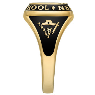 Ladies' 14K Gold Plated Traditional Cushion Birthstone Class Ring