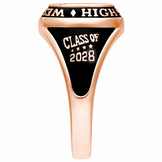 Ladies' 14K Rose Gold Plated Traditional Cushion Birthstone Class Ring